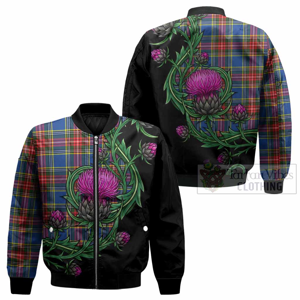 Bethune Tartan Bomber Jacket Resilient Scottish Thistle - Tartan Vibes Clothing