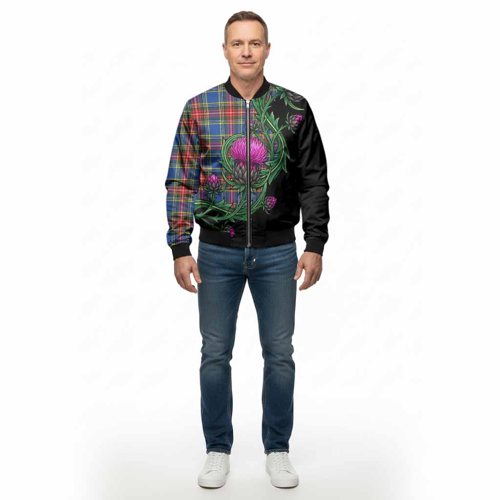 Bethune Tartan Bomber Jacket Resilient Scottish Thistle - Tartan Vibes Clothing