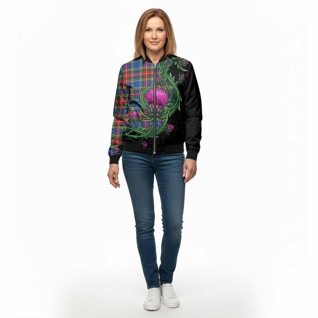 Bethune Tartan Bomber Jacket Resilient Scottish Thistle - Tartan Vibes Clothing