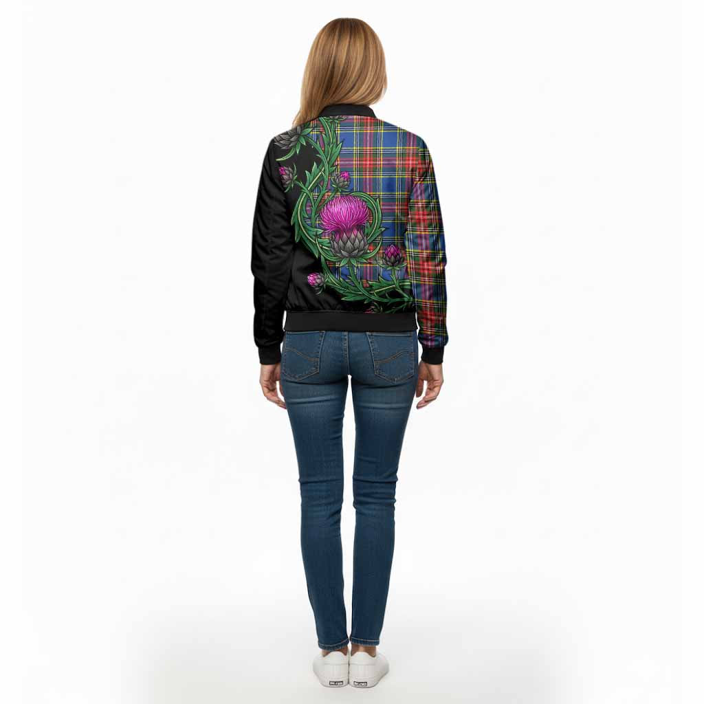Bethune Tartan Bomber Jacket Resilient Scottish Thistle - Tartan Vibes Clothing