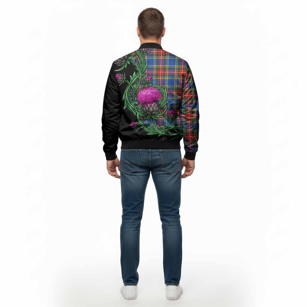 Bethune Tartan Bomber Jacket Resilient Scottish Thistle - Tartan Vibes Clothing