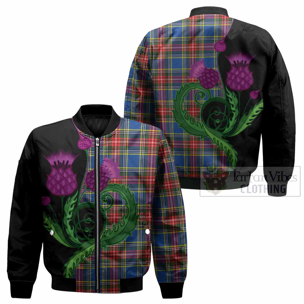 Bethune Tartan Bomber Jacket Traditional Scottish Thistle