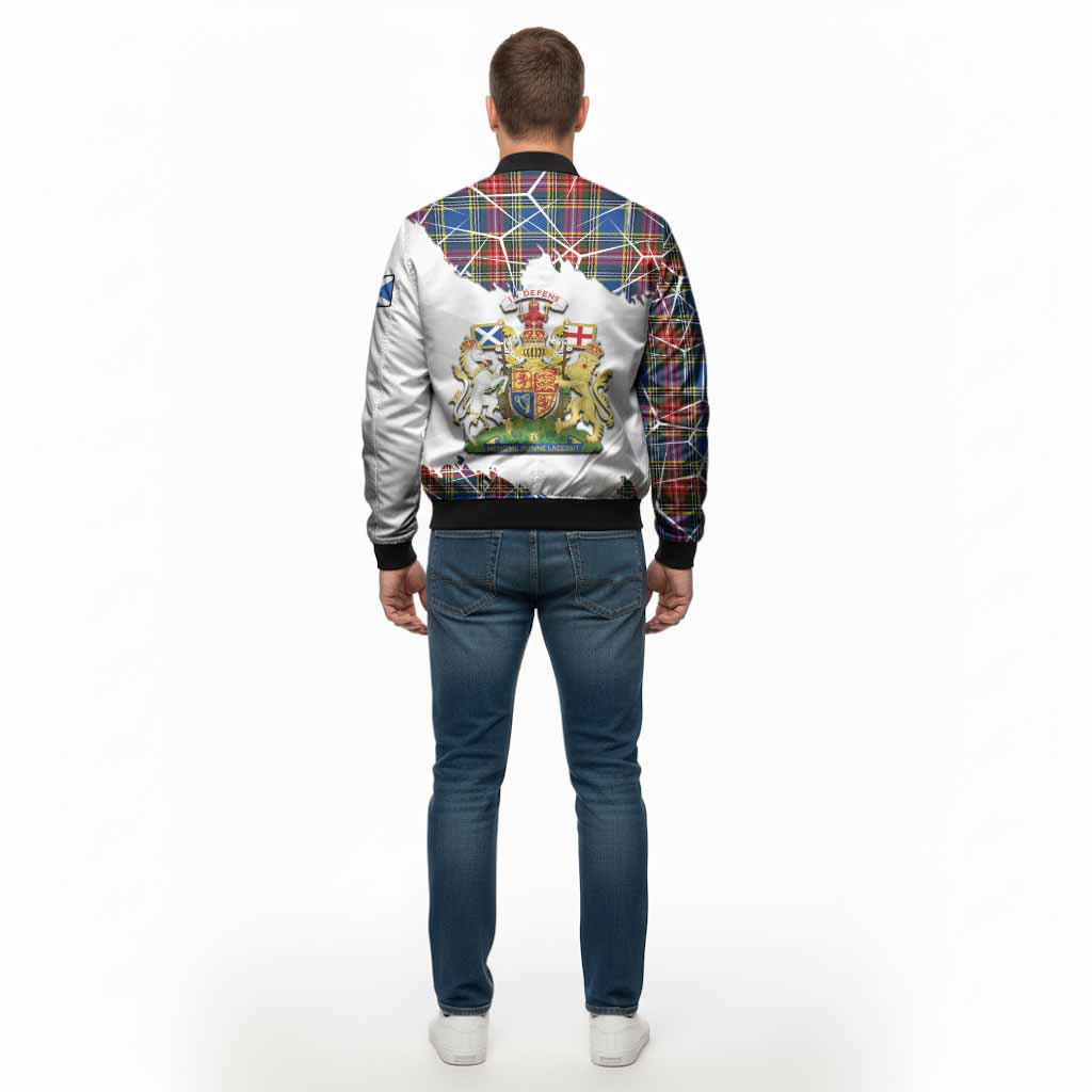 Bethune Tartan Bomber Jacket with Family Crest and Lion Rampant Grunge Style