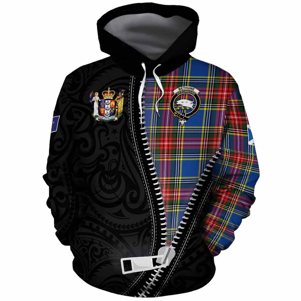 Bethune Tartan Cotton Hoodie New Zealand Pattern Unique Zipper Stylized