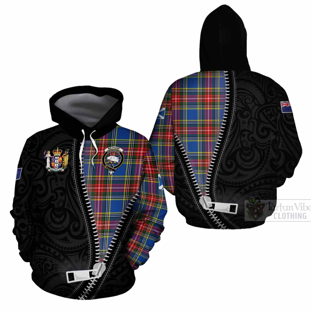 Bethune Tartan Cotton Hoodie New Zealand Pattern Unique Zipper Stylized