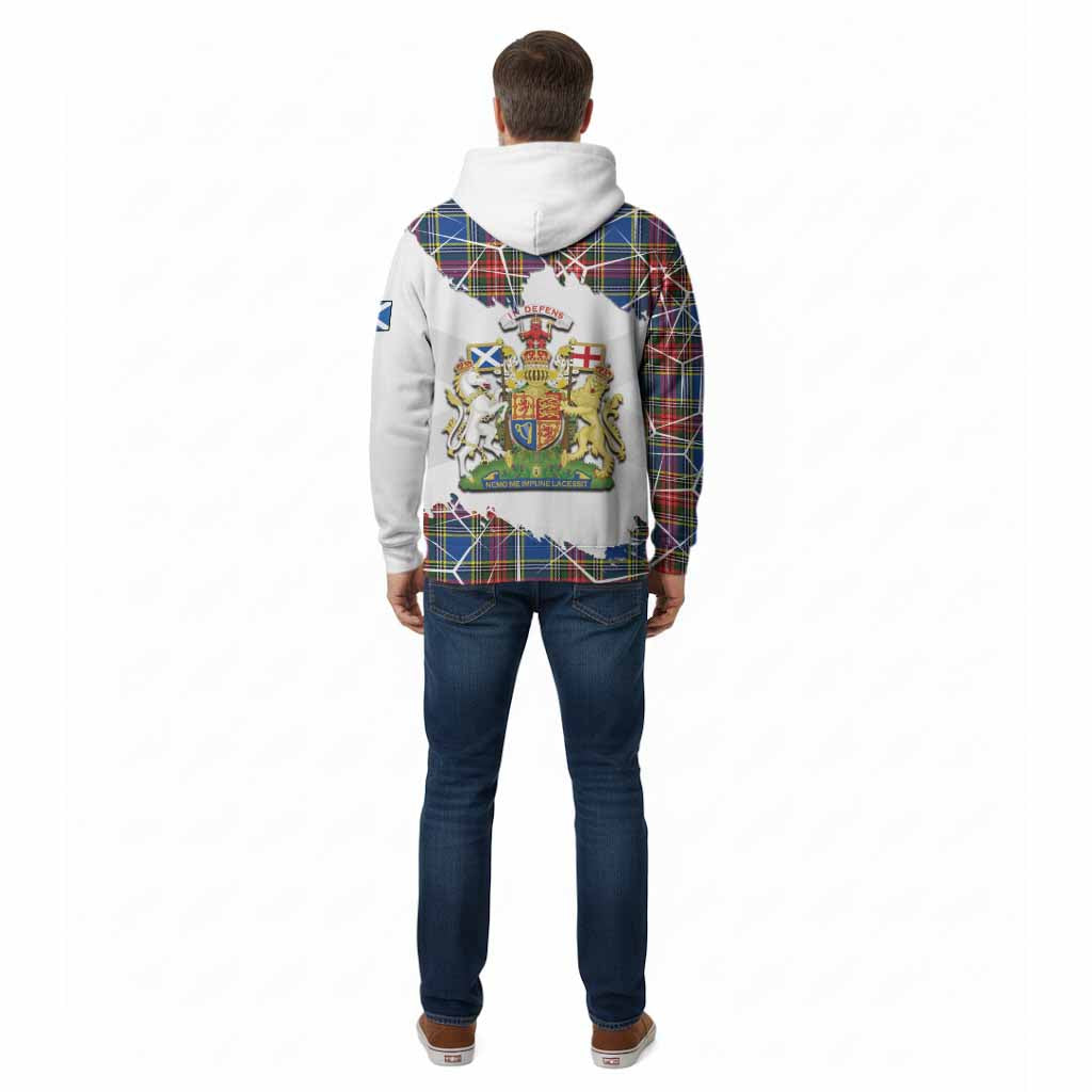 Bethune Tartan Cotton Hoodie with Family Crest and Lion Rampant Grunge Style