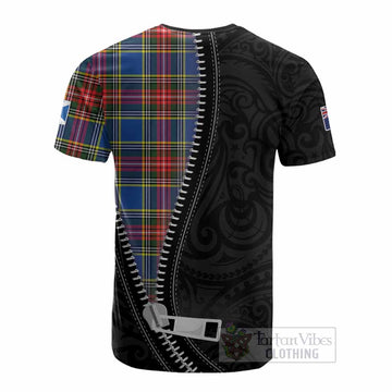 Bethune Tartan Cotton T-shirt New Zealand Pattern Unique Zipper Stylized