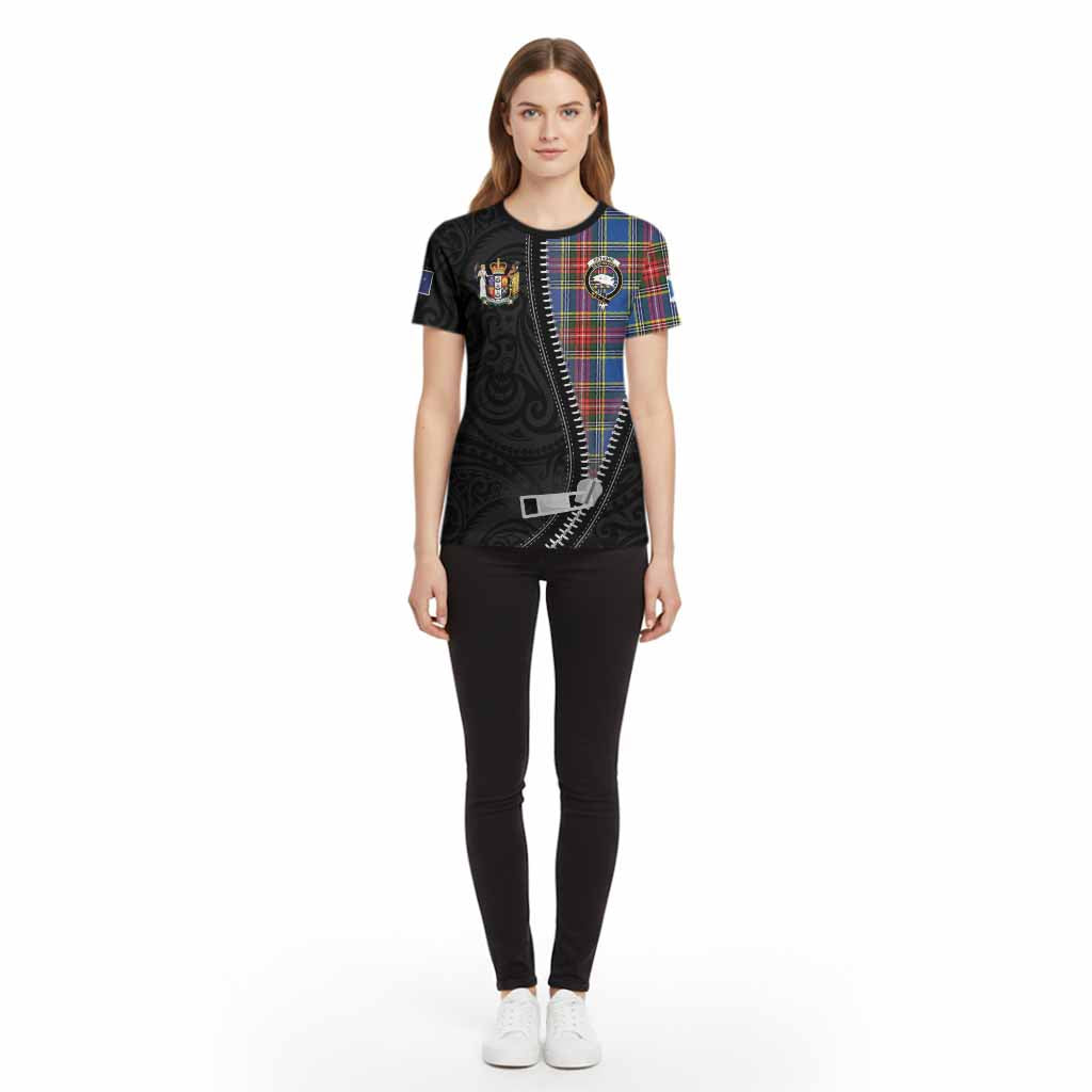 Bethune Tartan Cotton T-shirt New Zealand Pattern Unique Zipper Stylized