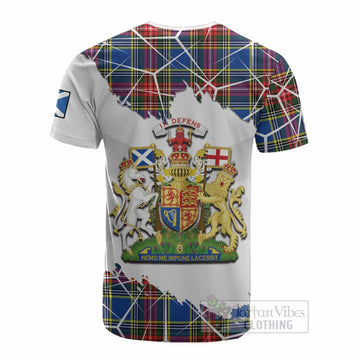 Bethune Tartan Cotton T-shirt with Family Crest and Lion Rampant Grunge Style