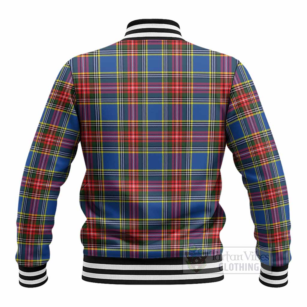 Bethune Tartan Crest Baseball Jacket Ferocious Lion Style