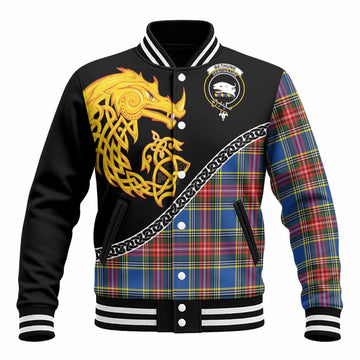 Bethune Tartan Crest Baseball Jacket Legendary Dragon Knot Half Style
