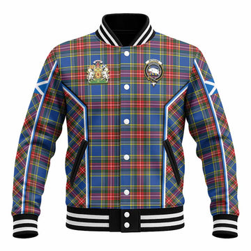 Bethune Tartan Crest Baseball Jacket Scotland Coat of Arm Flag Style
