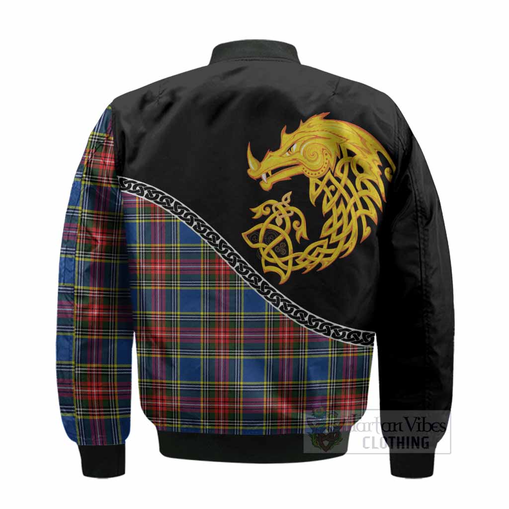 Bethune Tartan Crest Bomber Jacket Legendary Dragon Knot Half Style