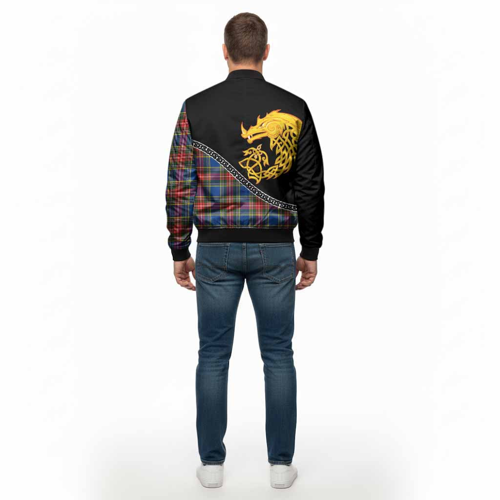 Bethune Tartan Crest Bomber Jacket Legendary Dragon Knot Half Style
