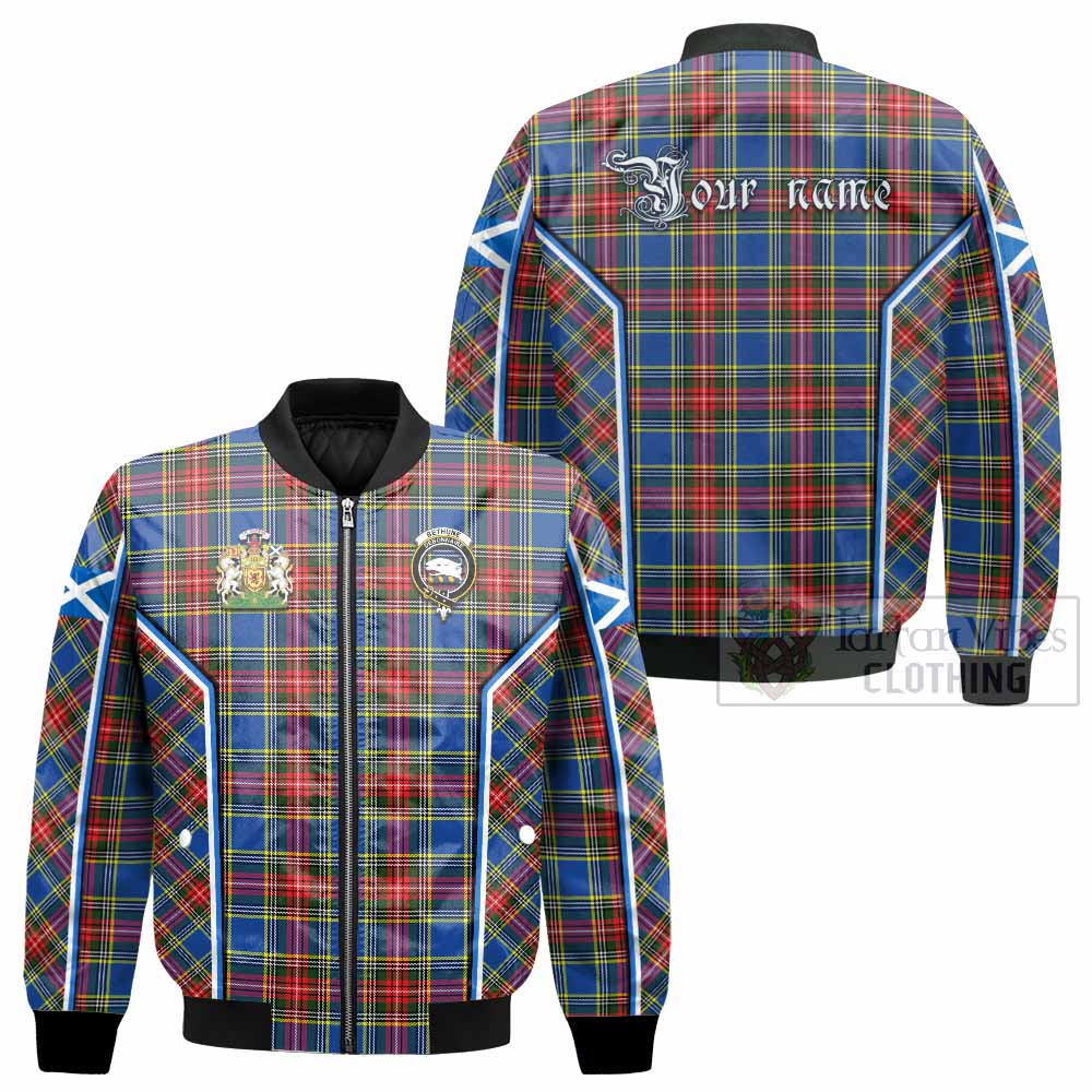 Bethune Tartan Crest Bomber Jacket Scotland Coat of Arm Flag Style - Tartan Vibes Clothing