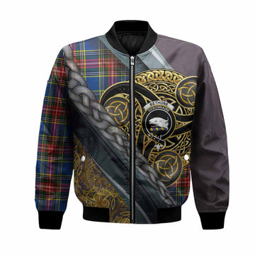 Bethune Tartan Crest Bomber Jacket Scottish Triskele Celtic