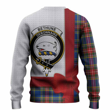 Bethune Tartan Crest Christmas Christmas Ugly Sweater Highland Cow Bagpipes Coquette Bow Style