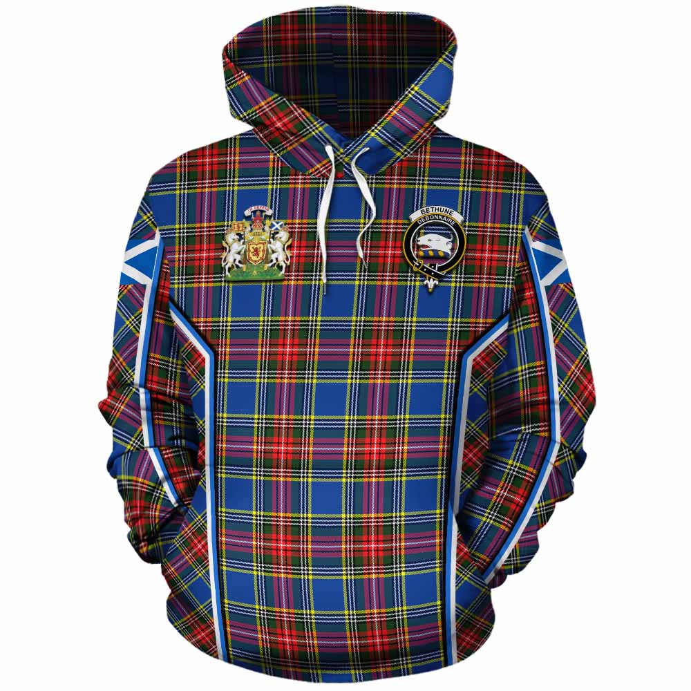 Bethune Tartan Crest Cotton Hoodie Scotland Coat of Arm Flag Style - Tartan Vibes Clothing