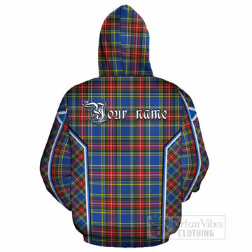 Bethune Tartan Crest Cotton Hoodie Scotland Coat of Arm Flag Style