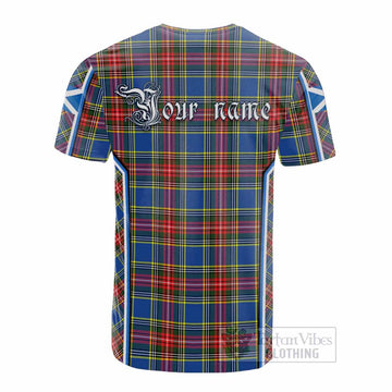 Bethune Tartan Crest Cotton T-shirt Scotland Coat of Arm Flag Style