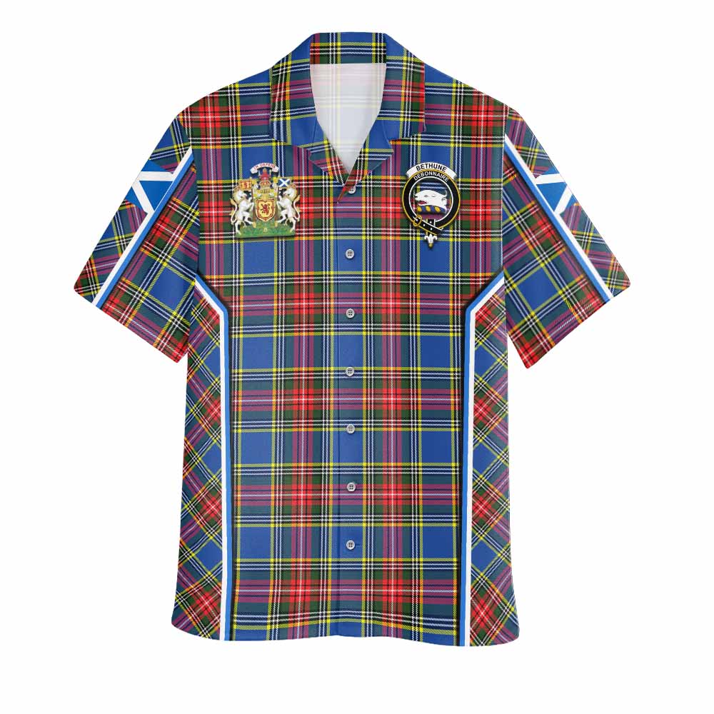Bethune Tartan Crest Hawaiian Shirt Scotland Coat of Arm Flag Style - Tartan Vibes Clothing