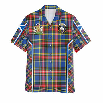 Bethune Tartan Crest Hawaiian Shirt Scotland Coat of Arm Flag Style