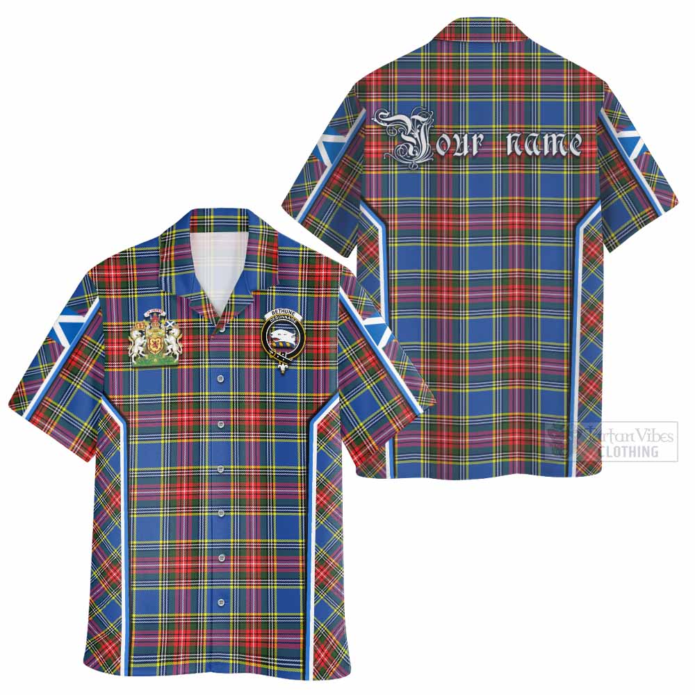 Bethune Tartan Crest Hawaiian Shirt Scotland Coat of Arm Flag Style - Tartan Vibes Clothing
