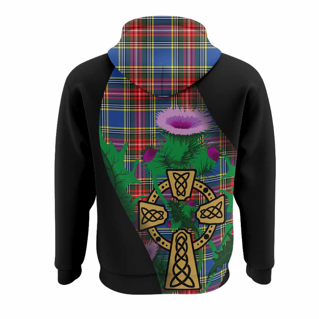 Bethune Tartan Crest Hoodie Celtic Cross Thistle Flowers