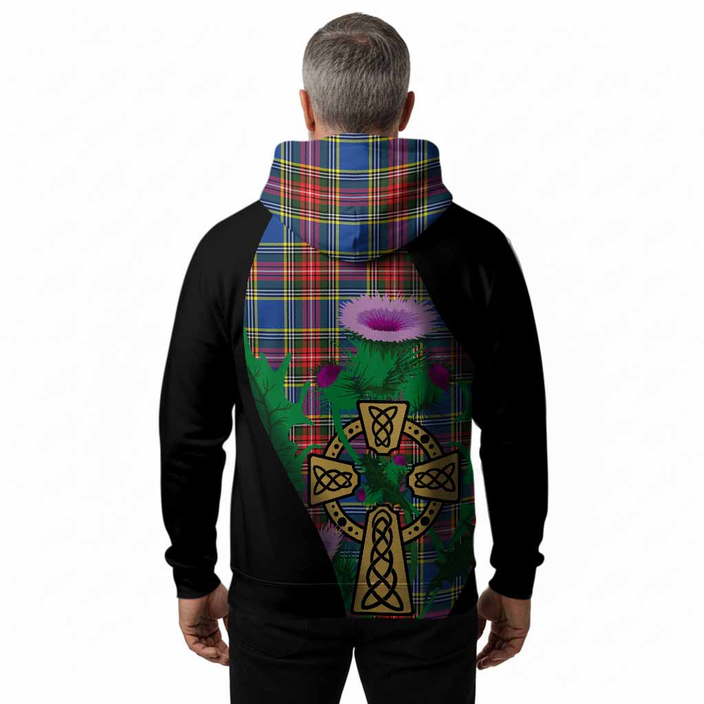Bethune Tartan Crest Hoodie Celtic Cross Thistle Flowers