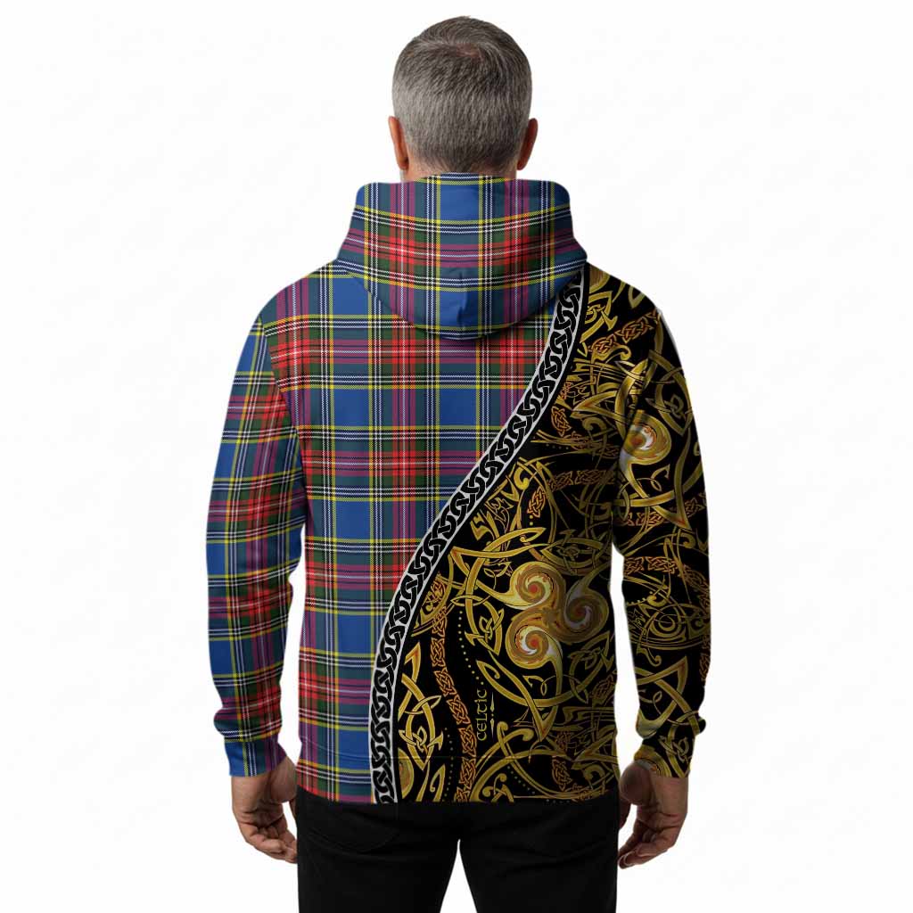 Bethune Tartan Crest Hoodie Celtic Knot and Triple Trickle Spiral Symbols