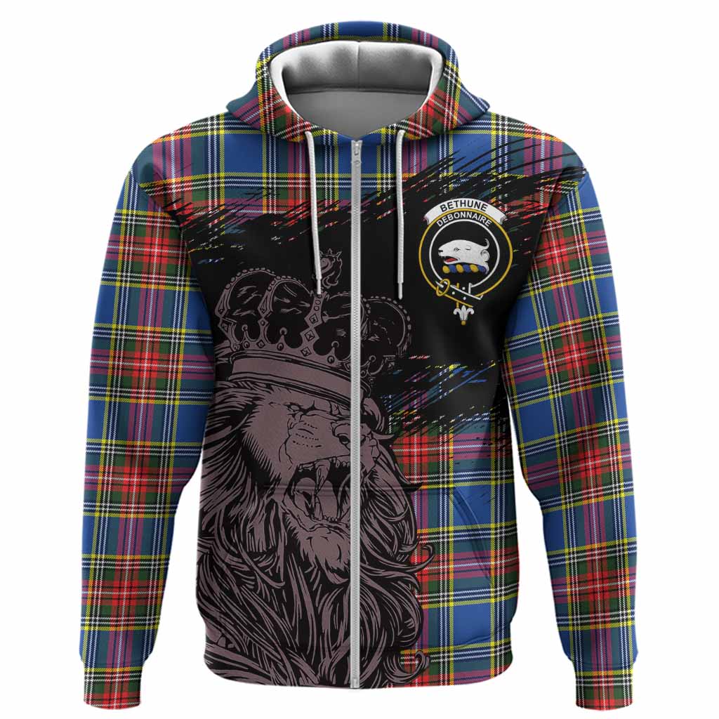 Bethune Tartan Crest Hoodie Crowned Lion Heritage Style
