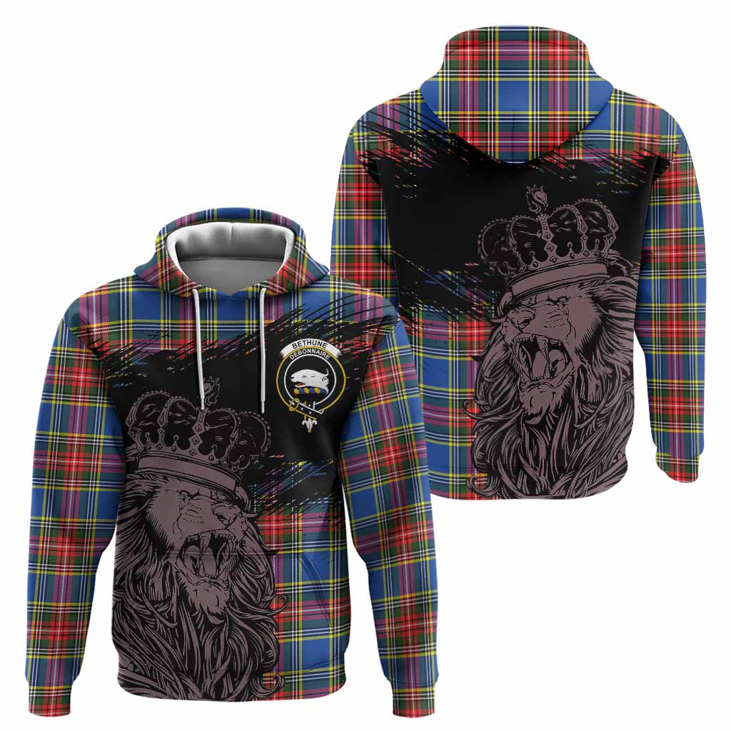Bethune Tartan Crest Hoodie Crowned Lion Heritage Style