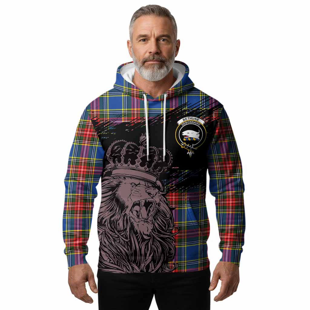 Bethune Tartan Crest Hoodie Crowned Lion Heritage Style