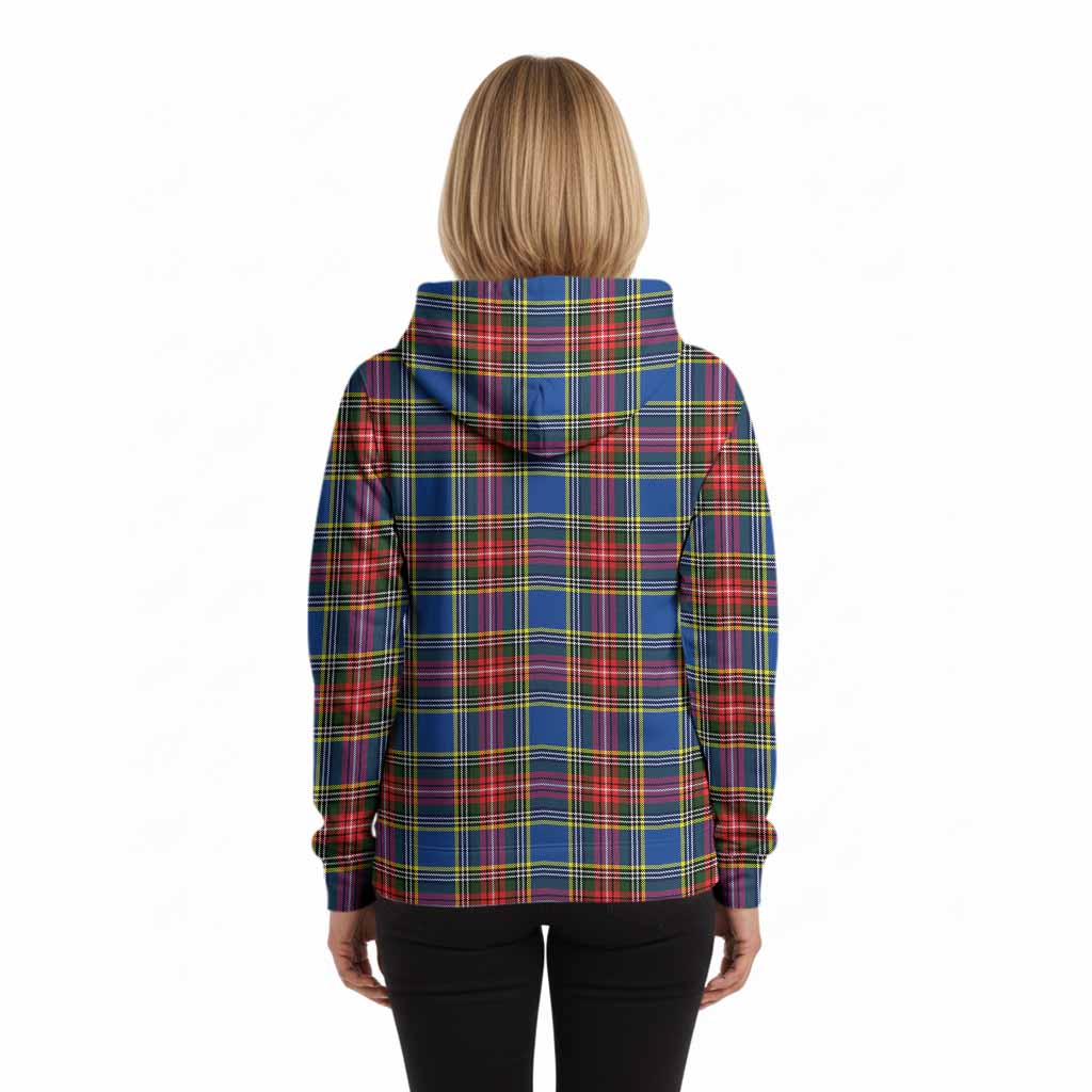 Bethune Tartan Crest Hoodie Ferocious Lion Style