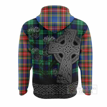 Bethune Tartan Crest Hoodie Grunge Celtic Cross Scottish Thistle