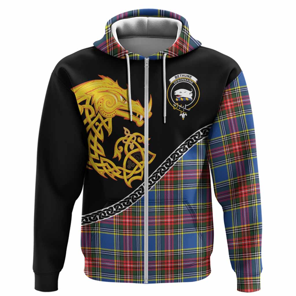 Bethune Tartan Crest Hoodie Legendary Dragon Knot Half Style