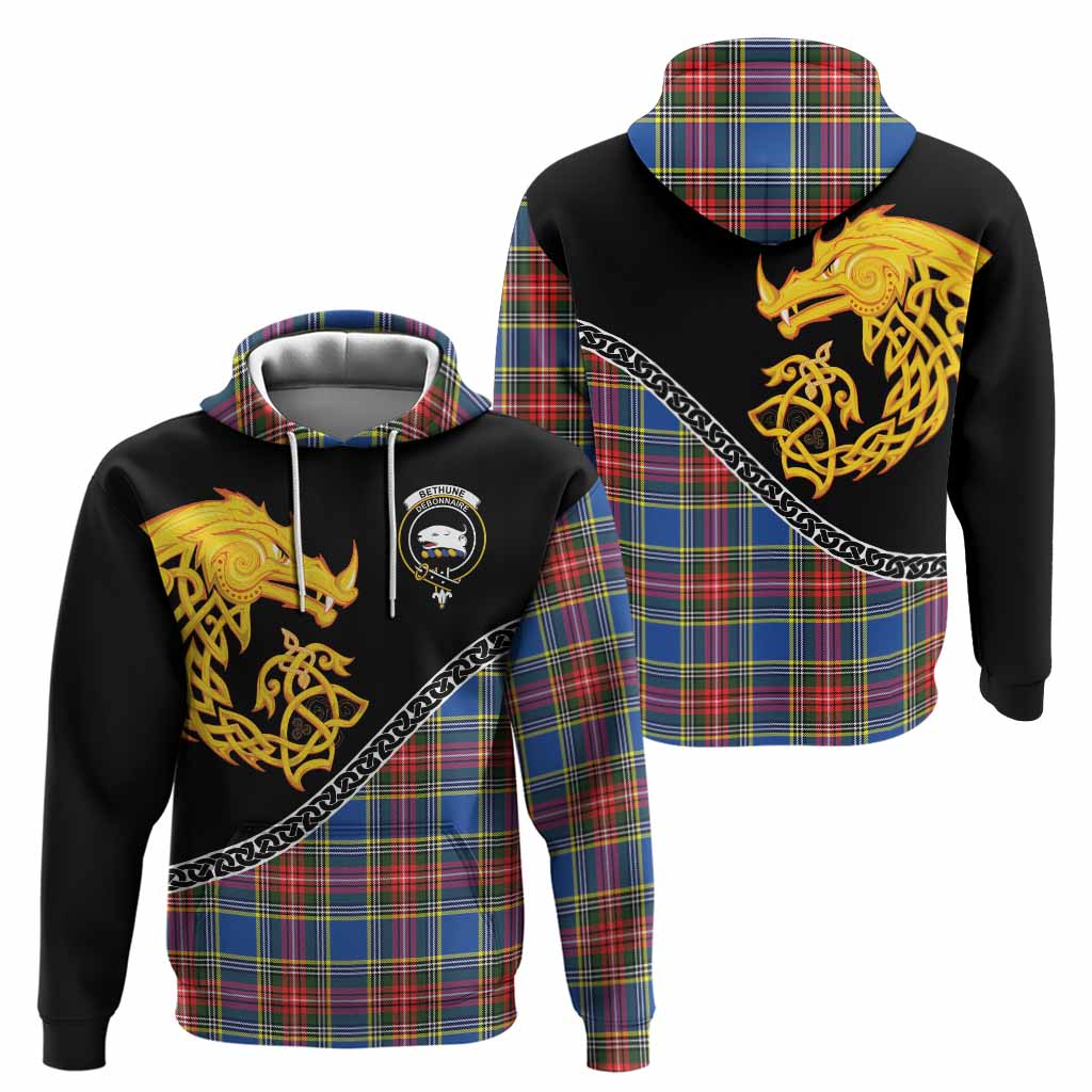 Bethune Tartan Crest Hoodie Legendary Dragon Knot Half Style