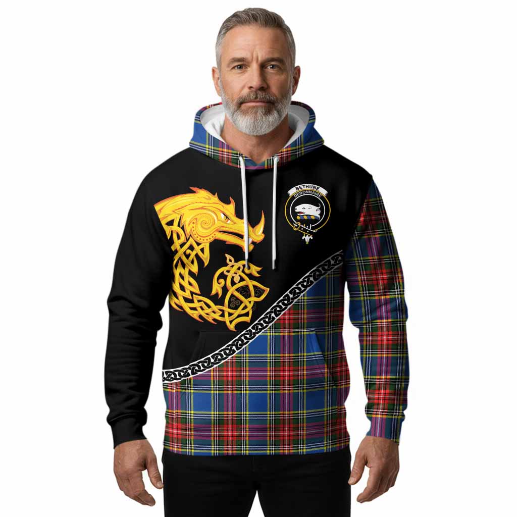 Bethune Tartan Crest Hoodie Legendary Dragon Knot Half Style