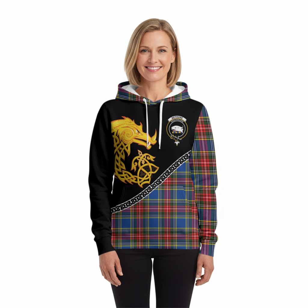 Bethune Tartan Crest Hoodie Legendary Dragon Knot Half Style