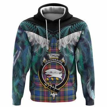Bethune Tartan Crest Hoodie New Zealand Maori Korowai Cloak