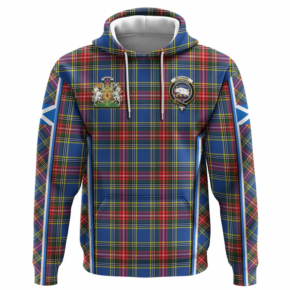 Bethune Tartan Crest Hoodie Scotland Coat of Arm Flag Style - Tartan Vibes Clothing