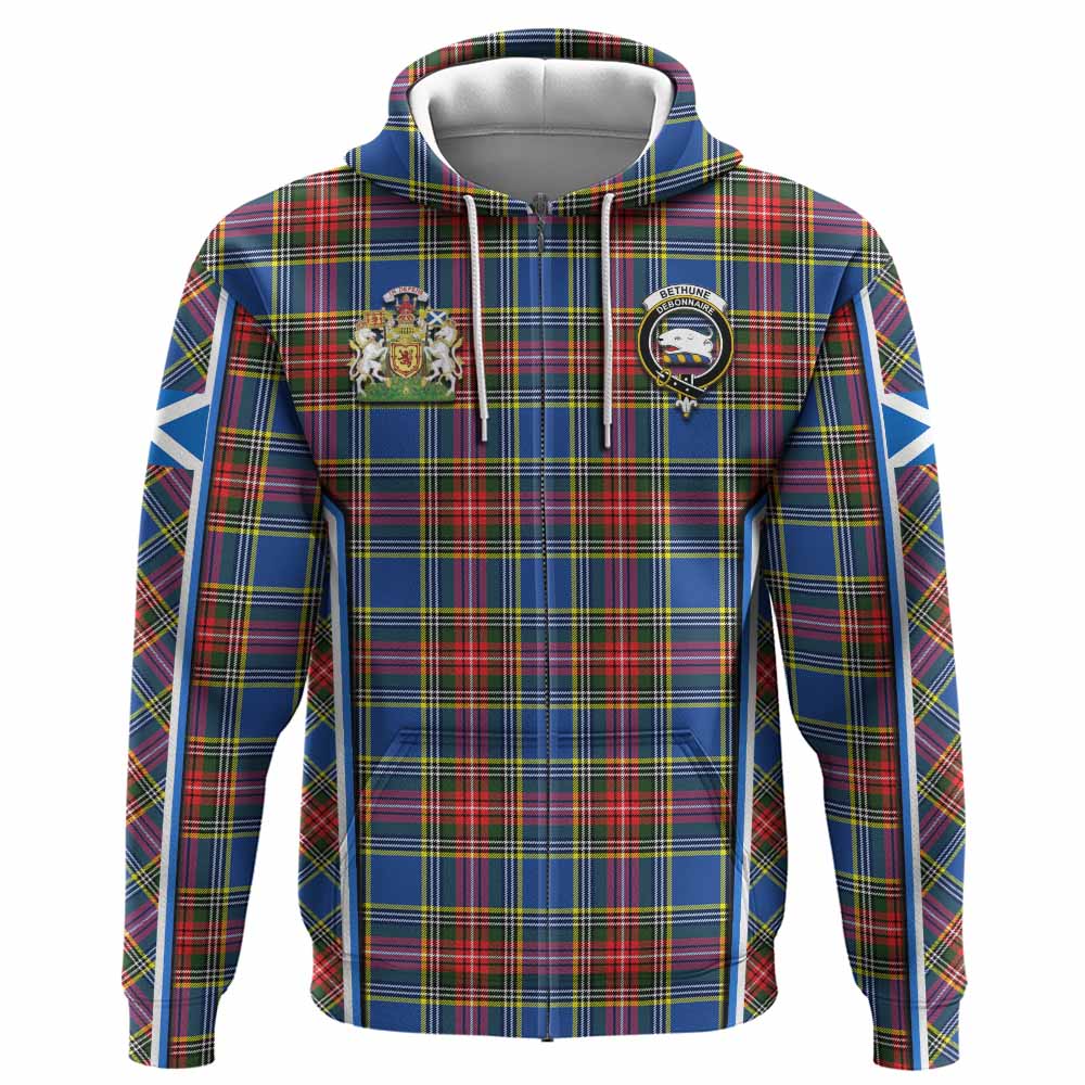 Bethune Tartan Crest Hoodie Scotland Coat of Arm Flag Style - Tartan Vibes Clothing