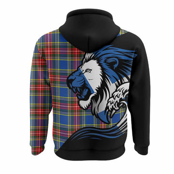 Bethune Tartan Crest Hoodie Scottish Golden Lions Wave Flow