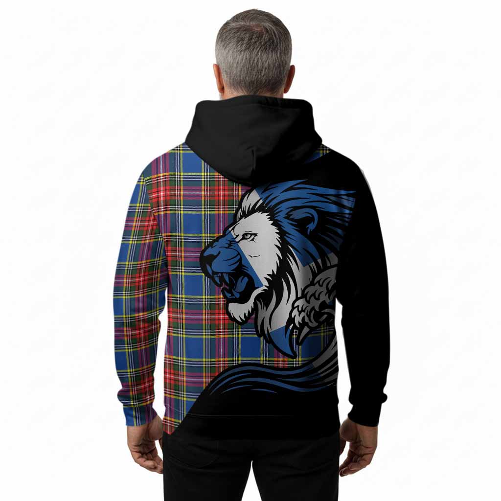 Bethune Tartan Crest Hoodie Scottish Golden Lions Wave Flow