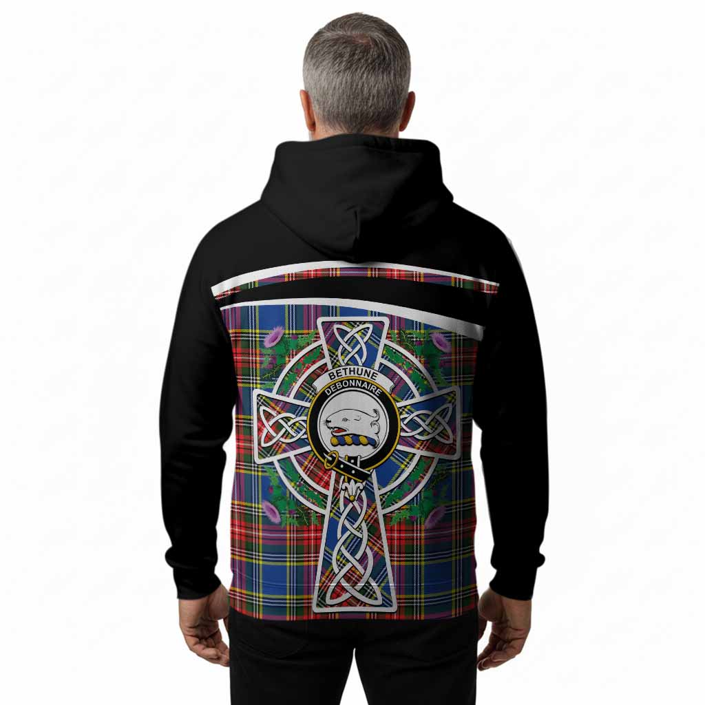 Bethune Tartan Crest Hoodie Scottish Thistle Celtic Cross Alba Gu Brath