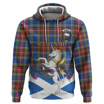 Bethune Tartan Crest Hoodie Scottish Unicorn With Thistle