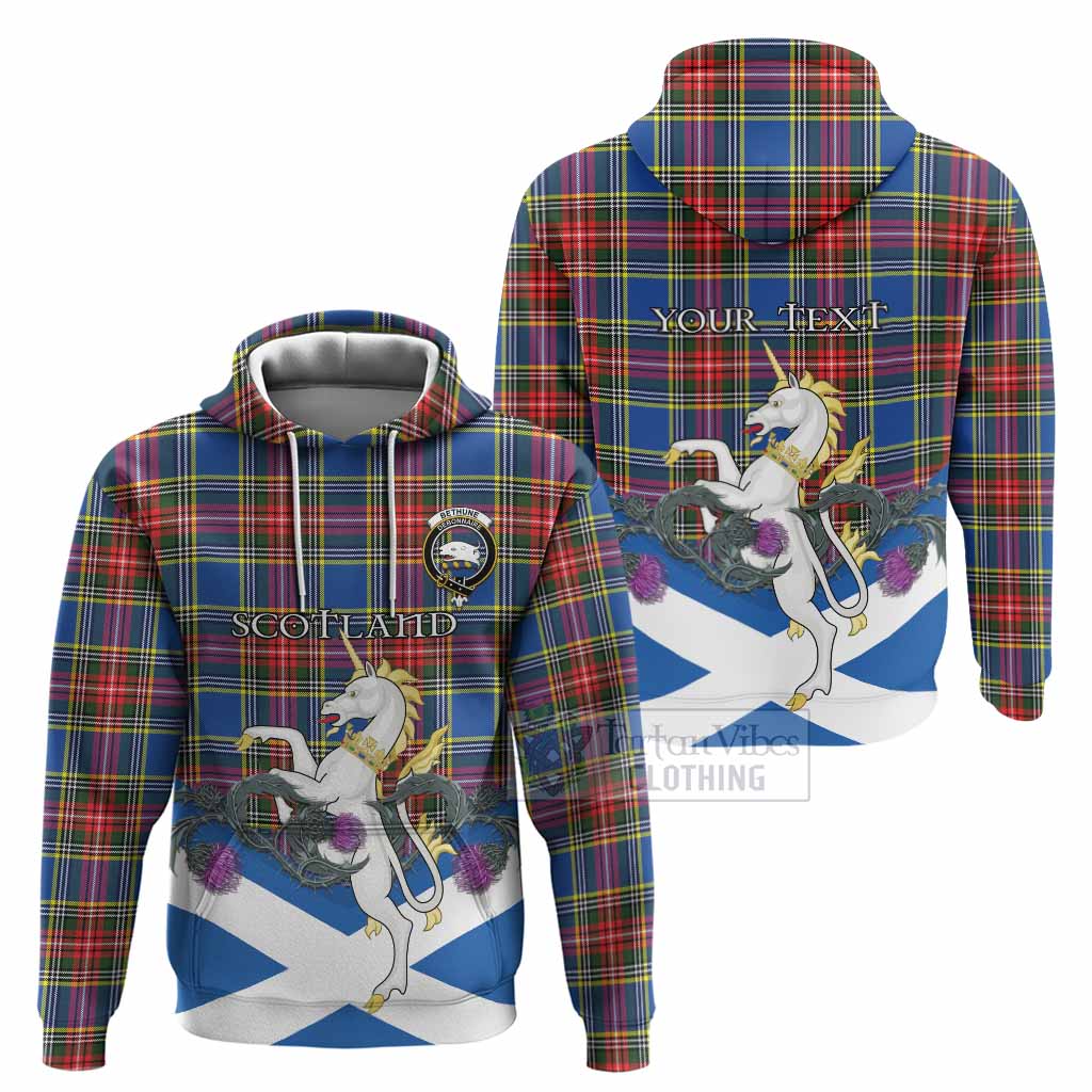 Bethune Tartan Crest Hoodie Scottish Unicorn With Thistle