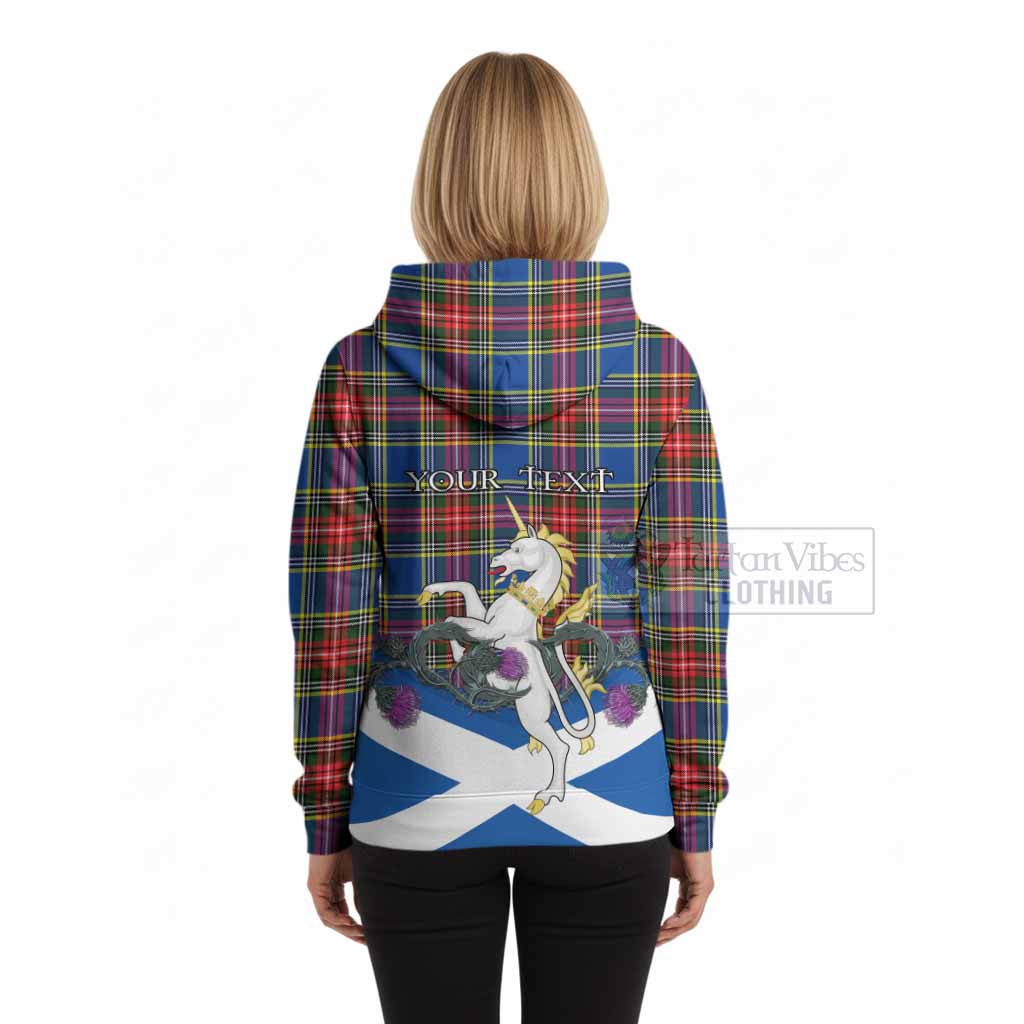 Bethune Tartan Crest Hoodie Scottish Unicorn With Thistle