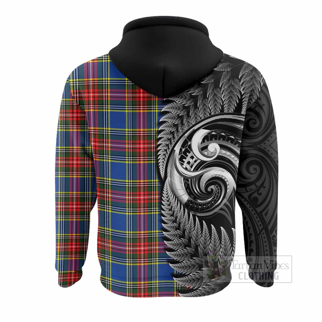 Bethune Tartan Crest Hoodie With New Zealand Silver Fern Maori Koru