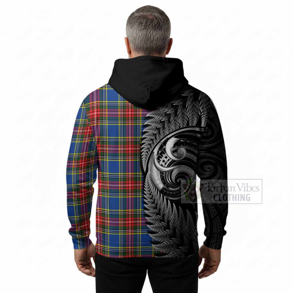 Bethune Tartan Crest Hoodie With New Zealand Silver Fern Maori Koru